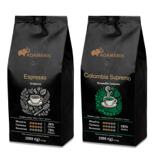 Зерновой кофе Adamaris Espresso + Colombia Supremo