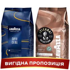 Акція! Зернова кава Lavazza Tierra Selection+Lavazza Super Crema